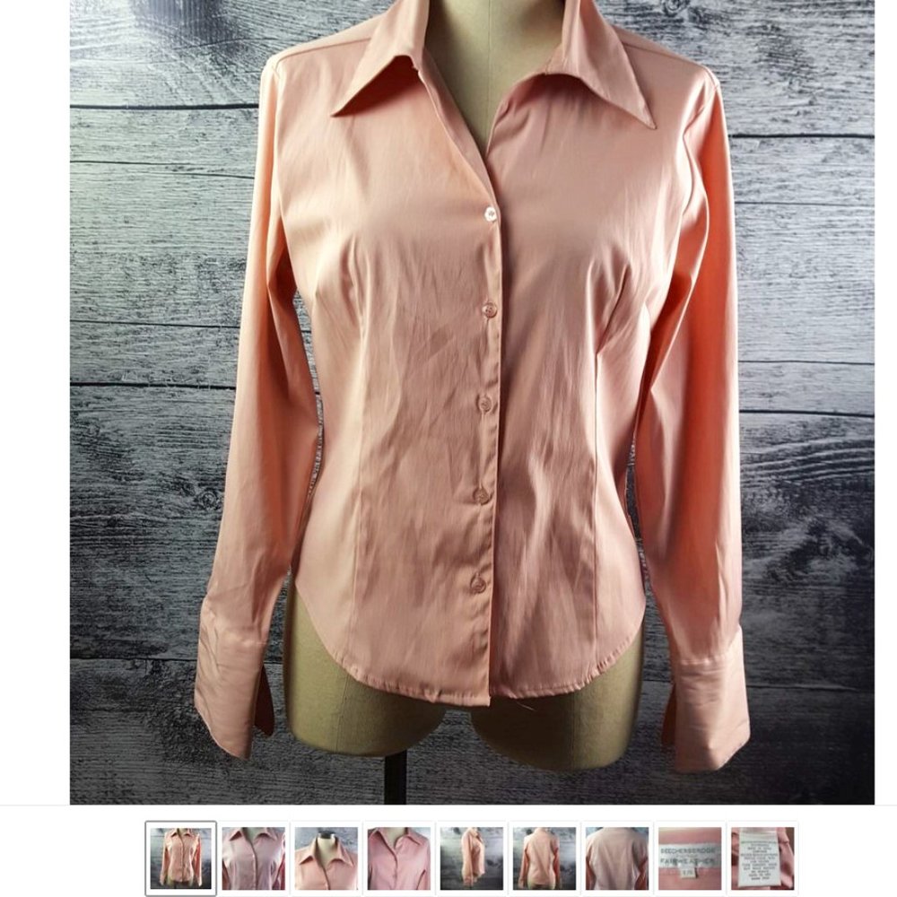 Beechers Brook Women sz L Long Sleeves Casual Business Buttons Down Fuschia